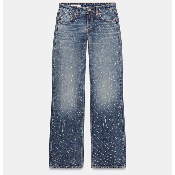 Zara TRF LOW RISE WIDE LEG RHINESTONE